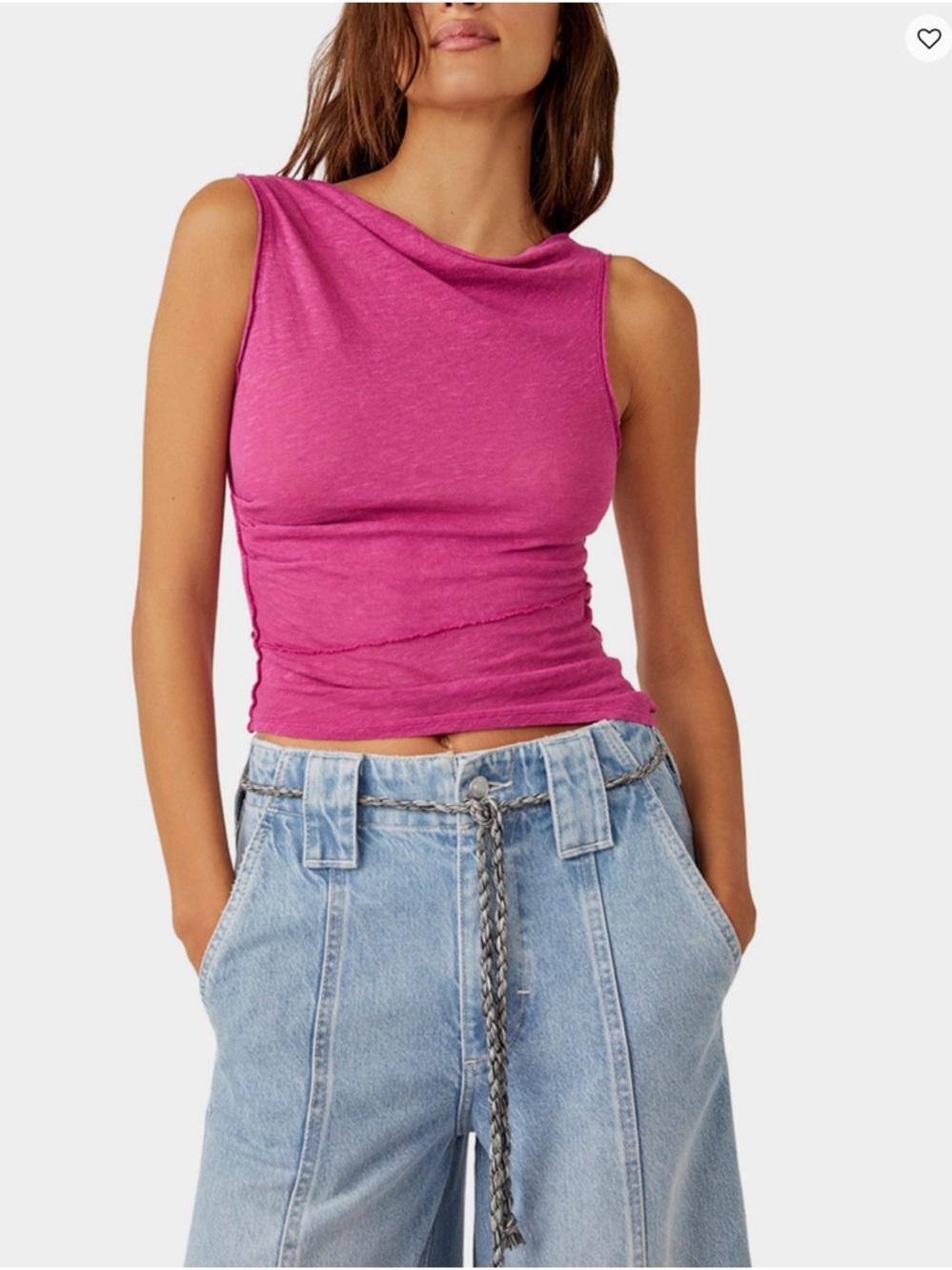 Sleeveless Pink Draped Neck Tank Top